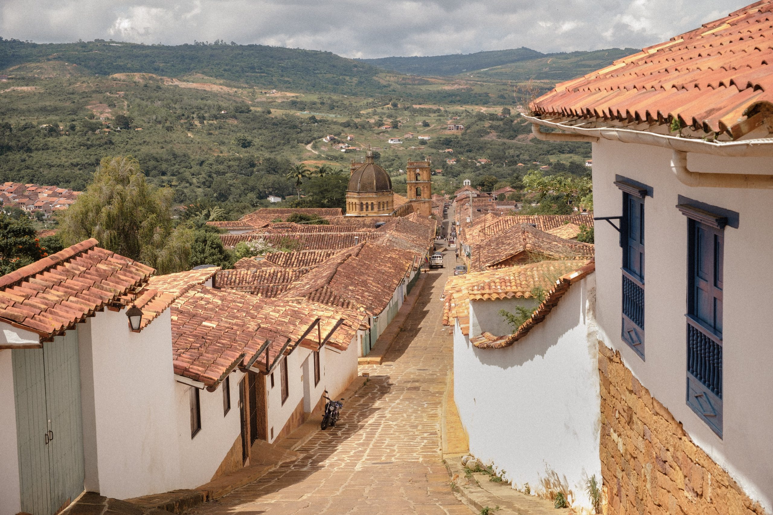 Town of Barichara, showing the church and cobblestone streets